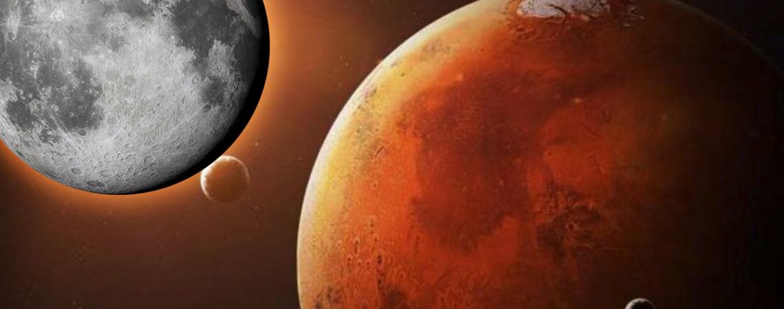 Противостояние Луны и Марса